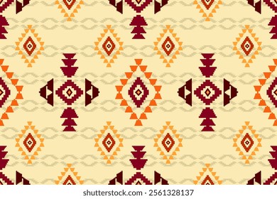 Ethnic geometric abstract embroidery texture oriental traditional seamless pattern. Native decorative design for fabric, fashion, interior, background, elements, textile, ornament, ceramic, graphic