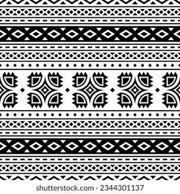 Ethnic geometric abstract motifs design. Seamless pattern in folk art style. Aztec Navajo and Native American background design for textile and decoration.