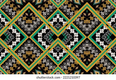 Ethnic Geometric American, Western, Aztec Motif Pattern Style Seamless Pattern Design For Fabric, Curtain, Background, Sarong, Wallpaper, Clothing, Wrapping, Batik, Tile, Interior.Vector Illustration.