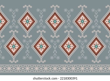 Ethnic geometric arabesque pattern. Persian border element. Vector ethnic geometric diamond shape seamless pattern background. Embroidery folk pattern for fabric, textile, interior decoration element.