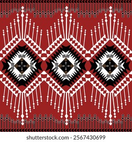 Ethnic geometric colorful vintage pattern. Aztec tribal geometric shape seamless pattern. Ethnic southwest pattern use for carpet, rug, cushion, textile border, wallpaper, etc.