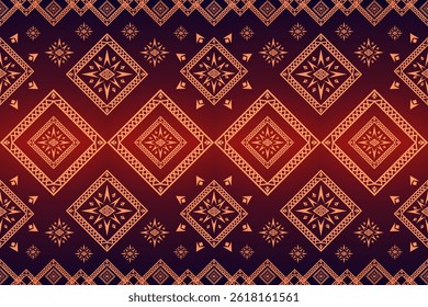 Ethnic Geometric Design in Orange and Purple