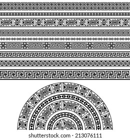 Ethnic geometric design set. sign, border decoration elements in black color isolated on white background. vector illustration. Could be used as divider, frame, etc 