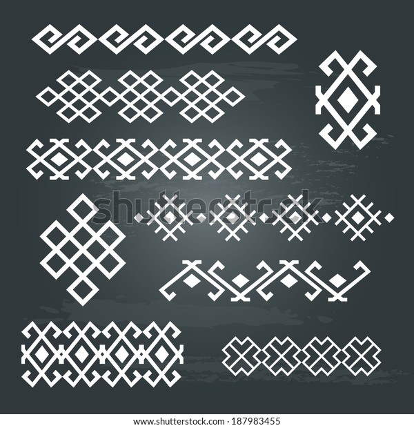 Ethnic Geometric Design Set Sign Border Stock Vector (Royalty Free ...