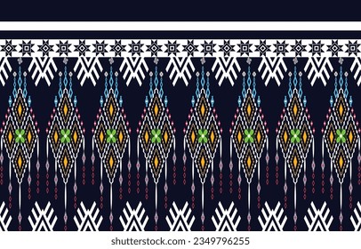 Diseño geométrico étnico. Patrón étnico en arte abstracto tribal, de bordado folclórico colorido. adorno impreso. Diseño geométrico étnico para papel de pared, alfombra, ropa, moda, tela.
