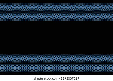 Ethnic geometric fabric pattern Cross Stitch.Ikat embroidery Ethnic oriental Pixel pattern black background. Abstract,vector,illustration. Texture,clothing,frame,decoration,motifs,silk wallpaper.