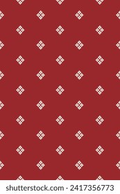 Ethnic geometric fabric pattern Cross Stitch.Ikat embroidery Ethnic oriental Pixel pattern christmas red background. Abstract,vector,illustration. Texture,frame,decoration,motifs,silk wallpaper.