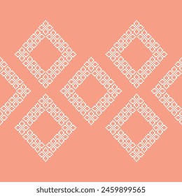 Ethnic geometric fabric pattern Cross Stitch.Embroidery Ethnic oriental Pixel pattern rose pink gold pastel background. Abstract,vector,illustration. Texture,clothing,scarf,decoration,silk wallpaper.