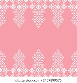 Patrón de tela geométrica étnica Cross Stitch.Embroidery Étnico oriental Pixel patrón rosa oro pastel de fondo. Abstractas,Vector,ilustración. Textura, vestimenta, bufanda, decoración, Fondo de pantalla de seda.