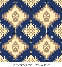 Ethnic geometric fabric pattern Cross Stitch retro color, for texture clothing scarf decoration carpet, vector illustration