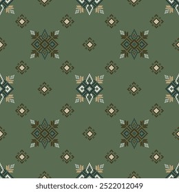 Ethnic geometric fabric pattern Cross Stitch.Ikat embroidery Ethnic oriental Pixel pattern  background.Abstract,vector,illustration. 