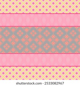 Padrão de tecido geométrico étnico Cross Stitch.Ikat bordado padrão étnico oriental Pixel fundo marrom. Resumo,vetor,ilustração. Textura,roupas,lenço,decoração,motivos,papel de parede de seda.