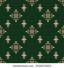 Padrão de tecido geométrico étnico Cross Stitch.Ikat bordado Padrão étnico oriental Pixel background.Abstract,vetor,ilustração.
