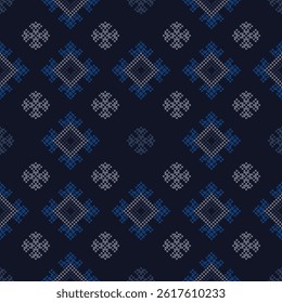 Ethnic geometric fabric pattern Cross Stitch.Ikat embroidery Ethnic oriental Pixel pattern background.Abstract,vector,illustration.