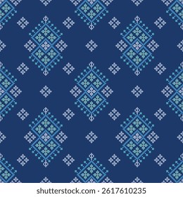 Ethnic geometric fabric pattern Cross Stitch.Ikat embroidery Ethnic oriental Pixel pattern background.Abstract,vector,illustration.
