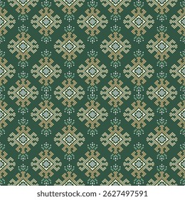 Patrón de tela geométrica étnica Cross Stitch.Ikat bordado Étnico oriental Pixel patrón de fondo.Abstractas, Vector, ilustración.