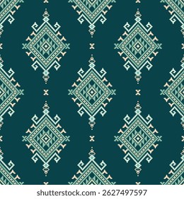 Ethnic geometric fabric pattern Cross Stitch.Ikat embroidery Ethnic oriental Pixel pattern background.Abstract,vector,illustration.