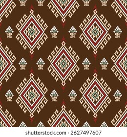 Ethnic geometric fabric pattern Cross Stitch.Ikat embroidery Ethnic oriental Pixel pattern background.Abstract,vector,illustration.