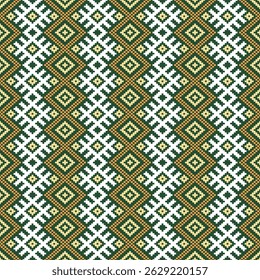 Padrão de tecido geométrico étnico Cross Stitch.Ikat bordado Padrão étnico oriental Pixel background.Abstract,vetor,ilustração.