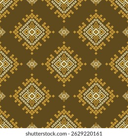 Padrão de tecido geométrico étnico Cross Stitch.Ikat bordado Padrão étnico oriental Pixel background.Abstract,vetor,ilustração.