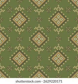 Padrão de tecido geométrico étnico Cross Stitch.Ikat bordado Padrão étnico oriental Pixel background.Abstract,vetor,ilustração.