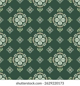 Padrão de tecido geométrico étnico Cross Stitch.Ikat bordado Padrão étnico oriental Pixel background.Abstract,vetor,ilustração.