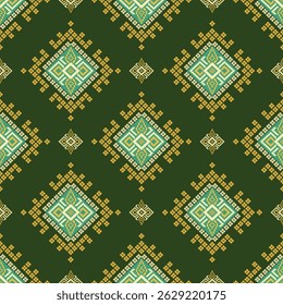 Padrão de tecido geométrico étnico Cross Stitch.Ikat bordado Padrão étnico oriental Pixel background.Abstract,vetor,ilustração.