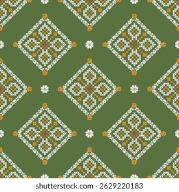 Padrão de tecido geométrico étnico Cross Stitch.Ikat bordado Padrão étnico oriental Pixel background.Abstract,vetor,ilustração.