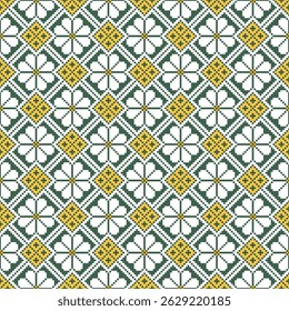 Padrão de tecido geométrico étnico Cross Stitch.Ikat bordado Padrão étnico oriental Pixel background.Abstract,vetor,ilustração.