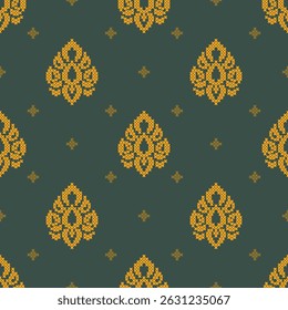 Ethnic geometric fabric pattern Cross Stitch.Ikat embroidery Ethnic oriental Pixel pattern background.Abstract,vector,illustration.
