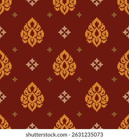 Patrón de tela geométrica étnica Cross Stitch.Ikat bordado Étnico oriental Pixel patrón de fondo.Abstractas, Vector, ilustración.

