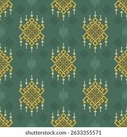 Patrón de tela geométrica étnica Cross Stitch.Ikat bordado Étnico oriental Pixel patrón de fondo.Abstractas, Vector, ilustración.