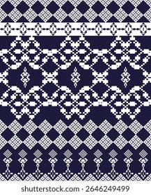 Ethnic geometric fabric pattern Cross Stitch.embroidery oriental Pixel pattern background.Abstract,vector,illustration