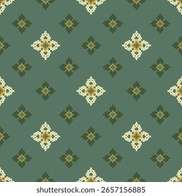 Ethnic geometric fabric pattern Cross Stitch.Ikat embroidery Ethnic oriental Pixel pattern background.Abstract,vector,illustration.