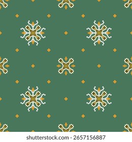 Padrão de tecido geométrico étnico Cross Stitch.Ikat bordado Padrão étnico oriental Pixel background.Abstract,vetor,ilustração.