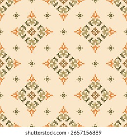 Ethnic geometric fabric pattern Cross Stitch.Ikat embroidery Ethnic oriental Pixel pattern background.Abstract,vector,illustration.