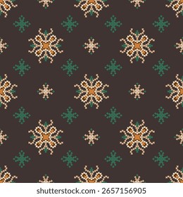 Padrão de tecido geométrico étnico Cross Stitch.Ikat bordado Padrão étnico oriental Pixel background.Abstract,vetor,ilustração.