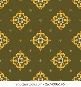 Patrón de tela geométrica étnica Cross Stitch.Ikat bordado Étnico oriental Pixel patrón de fondo.Abstractas, Vector, ilustración.