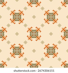 Patrón de tela geométrica étnica Cross Stitch.Ikat bordado Étnico oriental Pixel patrón de fondo.Abstractas, Vector, ilustración.