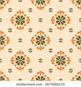 Ethnic geometric fabric pattern Cross Stitch.Ikat embroidery Ethnic oriental Pixel pattern background.Abstract,vector,illustration.