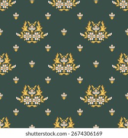 Ethnic geometric fabric pattern Cross Stitch.Ikat embroidery Ethnic oriental Pixel pattern background.Abstract,vector,illustration.