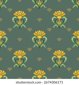 Padrão de tecido geométrico étnico Cross Stitch.Ikat bordado Padrão étnico oriental Pixel background.Abstract,vetor,ilustração.