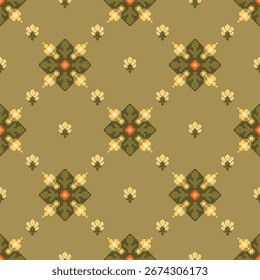 Ethnische geometrische Stoffmuster Cross Stitch.Ikat Stickerei Ethnische orientalische Pixel Muster Hintergrund.Abstrakt,Vektor,Illustration.