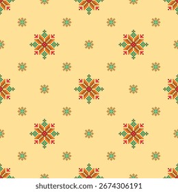 Patrón de tela geométrica étnica Cross Stitch.Ikat bordado Étnico oriental Pixel patrón de fondo.Abstractas, Vector, ilustración.