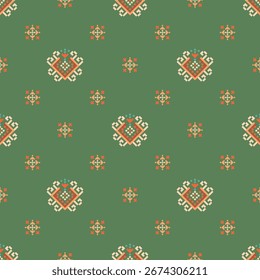 Patrón de tela geométrica étnica Cross Stitch.Ikat bordado Étnico oriental Pixel patrón de fondo.Abstractas, Vector, ilustración.