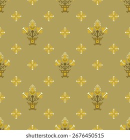 Ethnic geometric fabric pattern Cross Stitch.Ikat embroidery Ethnic oriental Pixel pattern background.Abstract,vector,illustration.