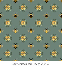 Ethnische geometrische Stoffmuster Cross Stitch.Ikat Stickerei Ethnische orientalische Pixel Muster Hintergrund.Abstrakt,Vektor,Illustration.