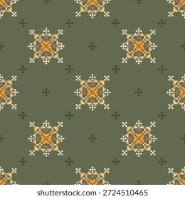 Padrão de tecido geométrico étnico Cross Stitch.Ikat bordado Padrão étnico oriental Pixel background.Abstract,vetor,ilustração.