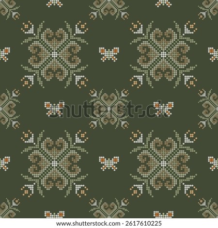 Ethnic geometric fabric pattern Cross Stitch.Ikat embroidery Ethnic oriental Pixel pattern background.Abstract,vector,illustration.