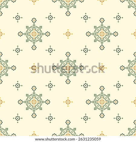 Ethnic geometric fabric pattern Cross Stitch.Ikat embroidery Ethnic oriental Pixel pattern background.Abstract,vector,illustration.
